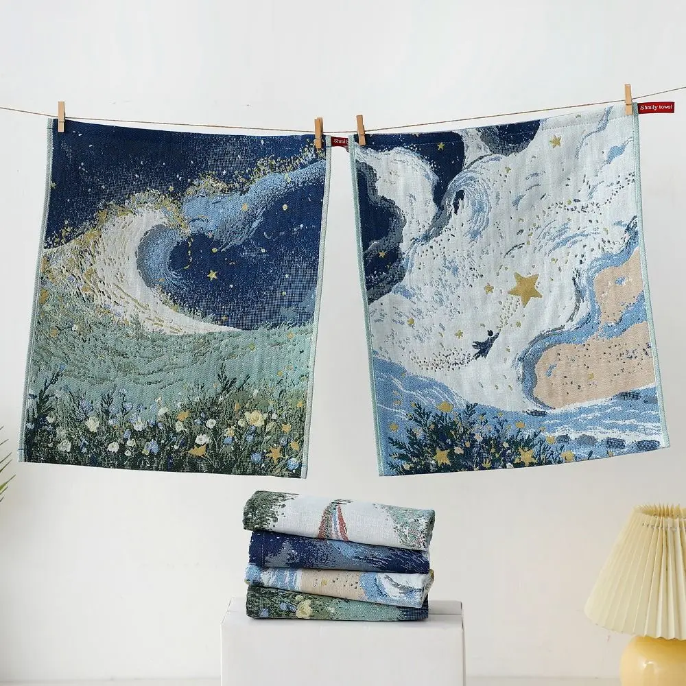 New 34x40cm Large Hand Towel 4 Layer Cotton Gauze Quick Dry Pure Cotton Dish Cloth Decorative Kitchen Towel Children