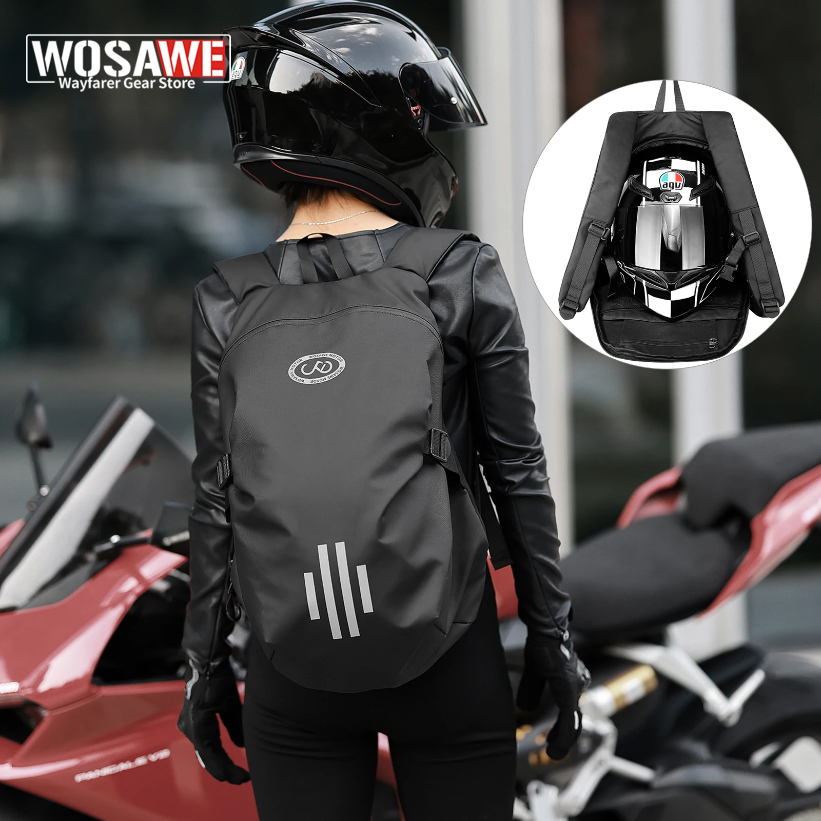 

WOSAWE сумка для мотоциклетного шлема, вместительный рюкзак для мотокросса, водоотталкивающий рюкзак для путешествий на открытом воздухе