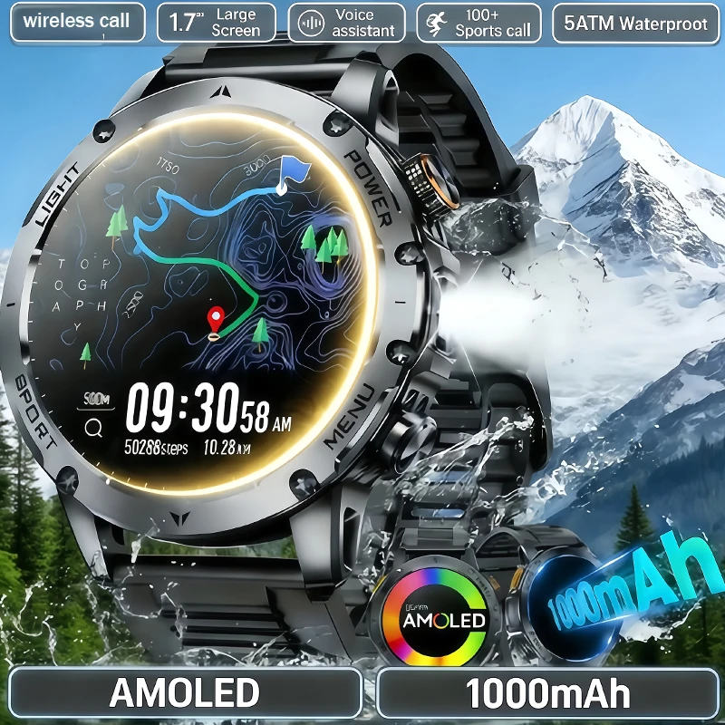 

Новые смарт-часы 2026 года для мужчин: GPS, AMOLED-экран, NFC, фонарик, пульсометр, водонепроницаемые, Bluetooth-звонки, аккумулятор 1000 мАч