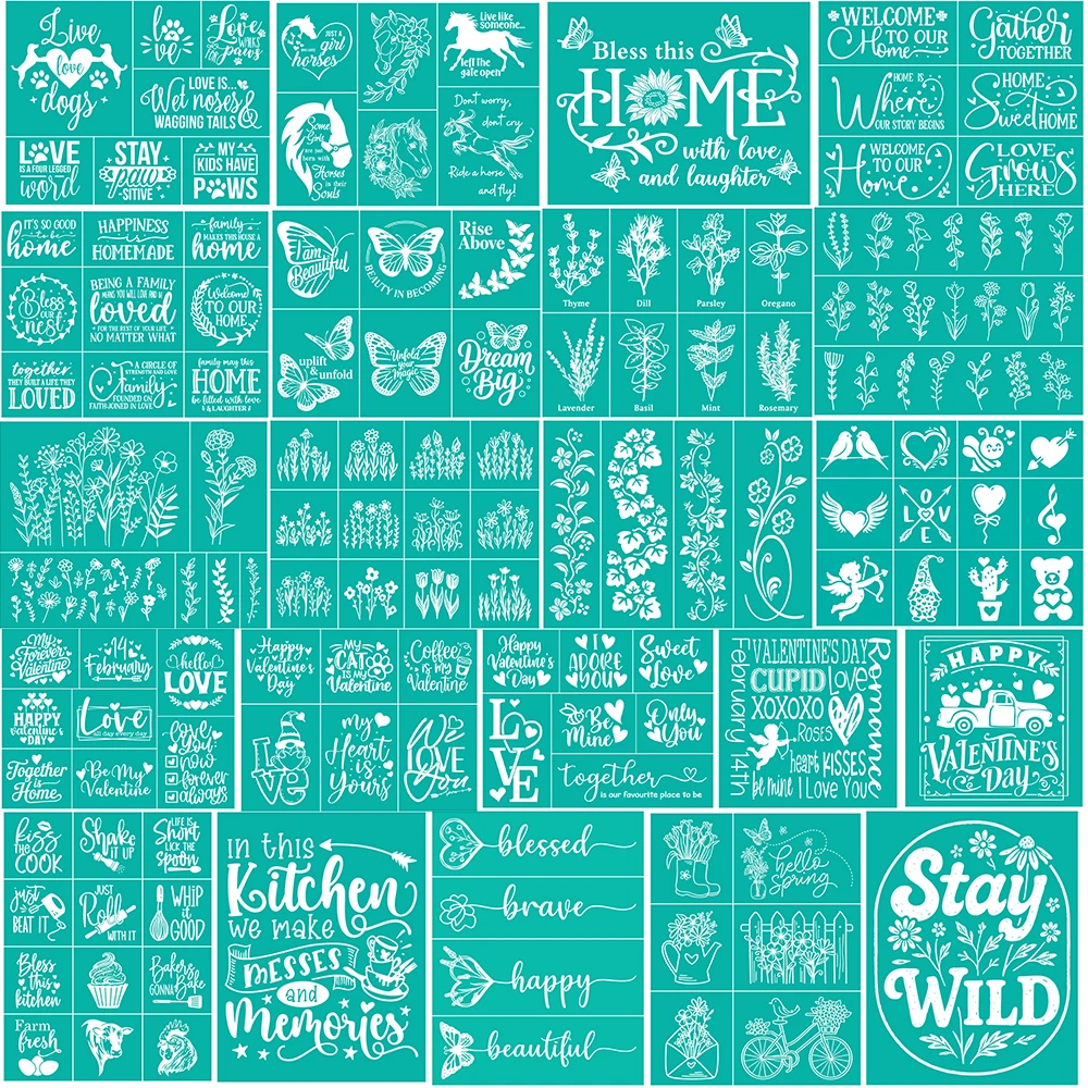 Silkscreen Stencil Reusable Self-Adhesive Silk Screen Printing Silk Screen Stencils Vintage Flowers Leaf Stencils DIY Crafts view 6