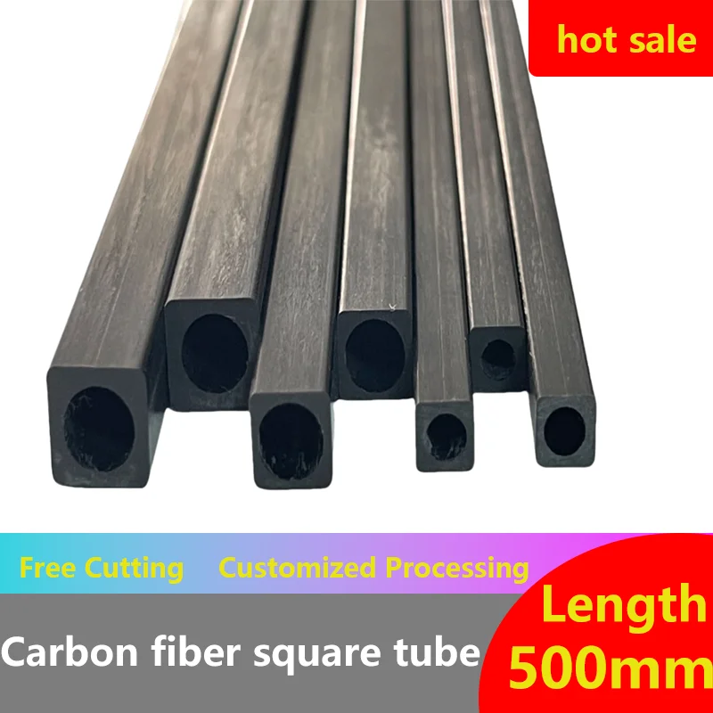 

2pcs 500mm Length Carbon Fiber Square Tube High Strength OD 2-10mm Outer Square Inner Round Rectangle Tube ,For Kite Tent RC DIY