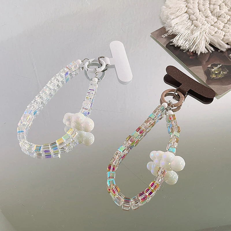 Colorful Beaded Cloud Mobile Phone Lanyard Wrist Strap Anti-lost Cell Phone Case Pendant Bag Hangings Decoration