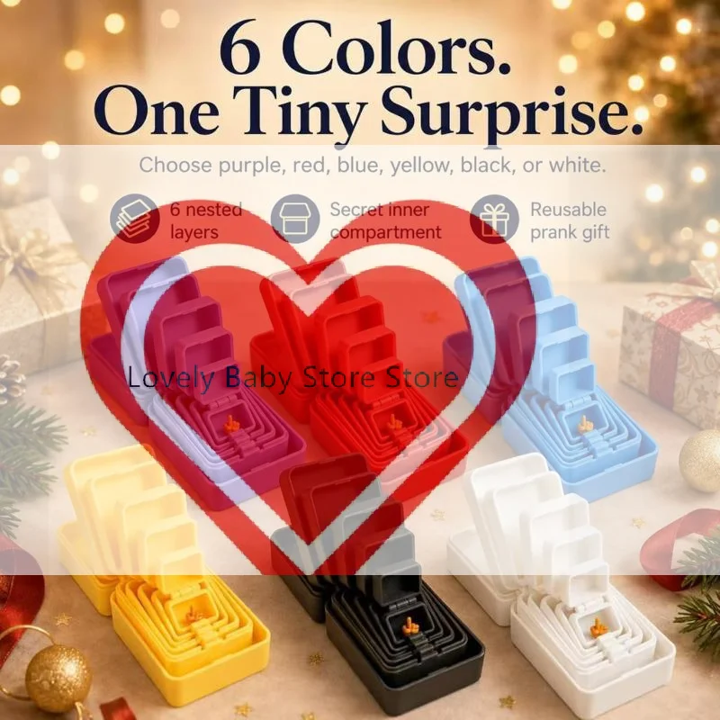 【BS】6 Layers Nestled Surprise Box 3D Printed Prank Gift Box Mini  Set Type Gift Box For Christmas Birthday Party Decor