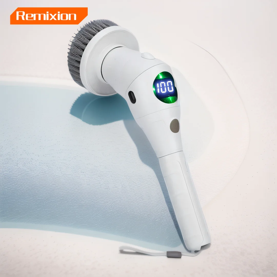 Multifunctional Electric Cleaning Brush  Bathroom Kitchen Brush Cleaning  With LED NightLight Rotatable Household Brush 8-in-1