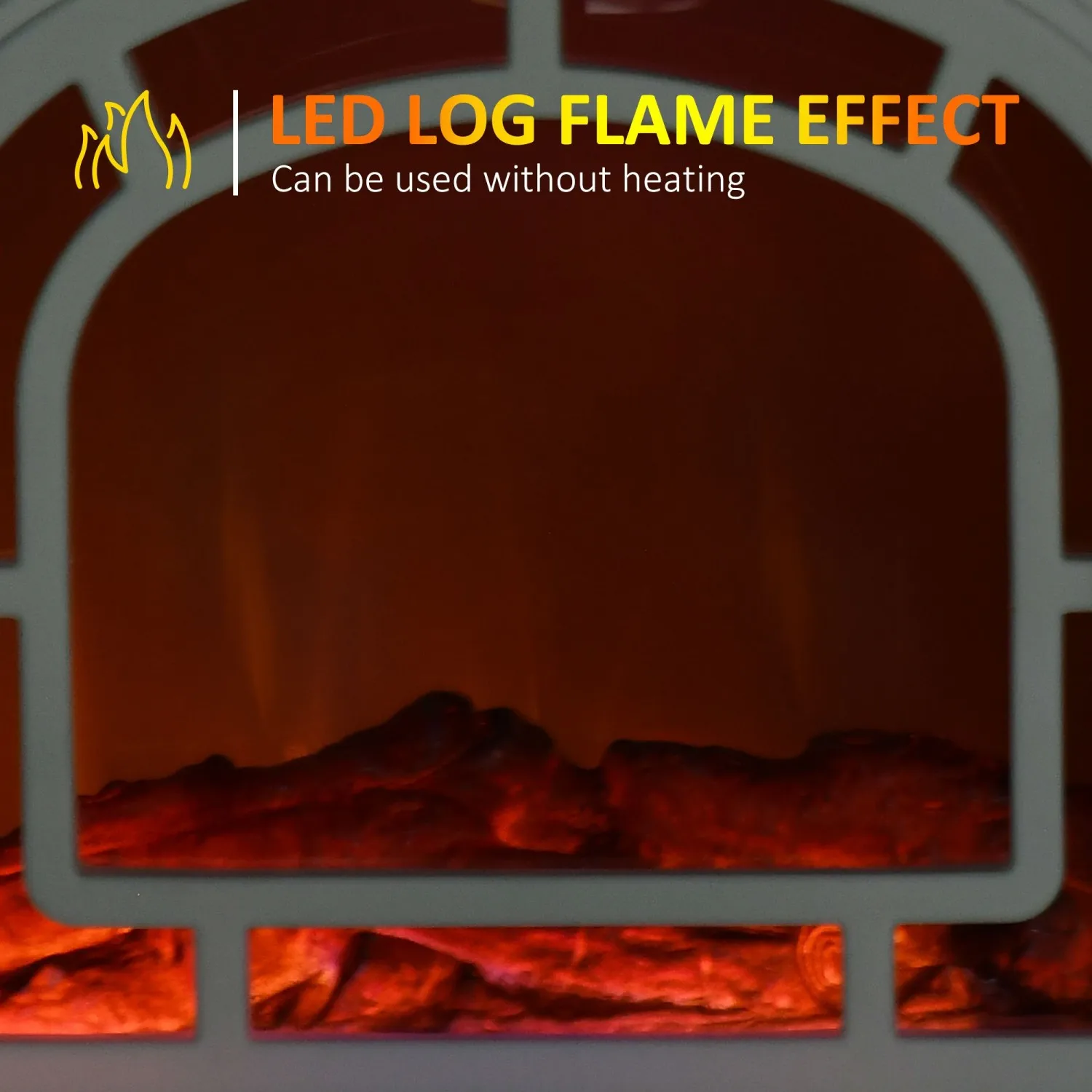 موقد كهربائي من هومكوم، سخان مدفأة قائم بذاته مع لهب LED واقعي، حماية من الحرارة الزائدة، 750 وات/1500 وات، أبيض #5