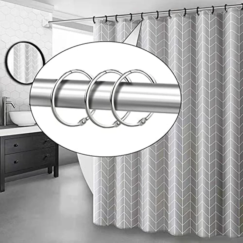 30 Pieces Of Shower Curtain Ring 5Cm Inner Diameter Circle Shower Curtain Hanging Ring Stainless Steel Metal Hook