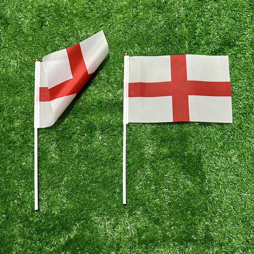 England Flag 21*14cm Polyester England Hand Waving Flags With Plastic Pole For Sports Activity Home Decor