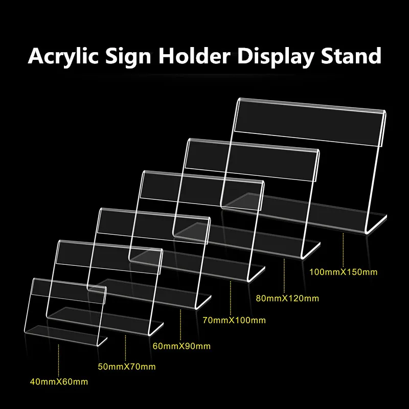 

10 Pieces Small Clear Plastic Price Label Card Tags Table Number Menu Price Card Holder Acrylic Sign Holder Display Stand