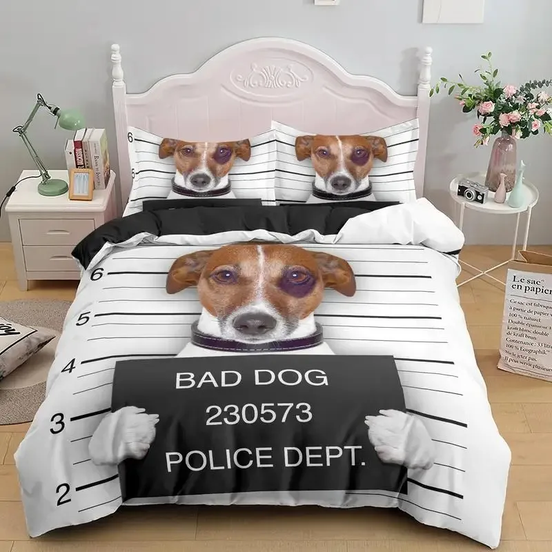 Fashion 3D Dog Bedding Set Digital Print Duvet Cover Pillowcase Bed  SingleTwinDoubleFull Queen King Size