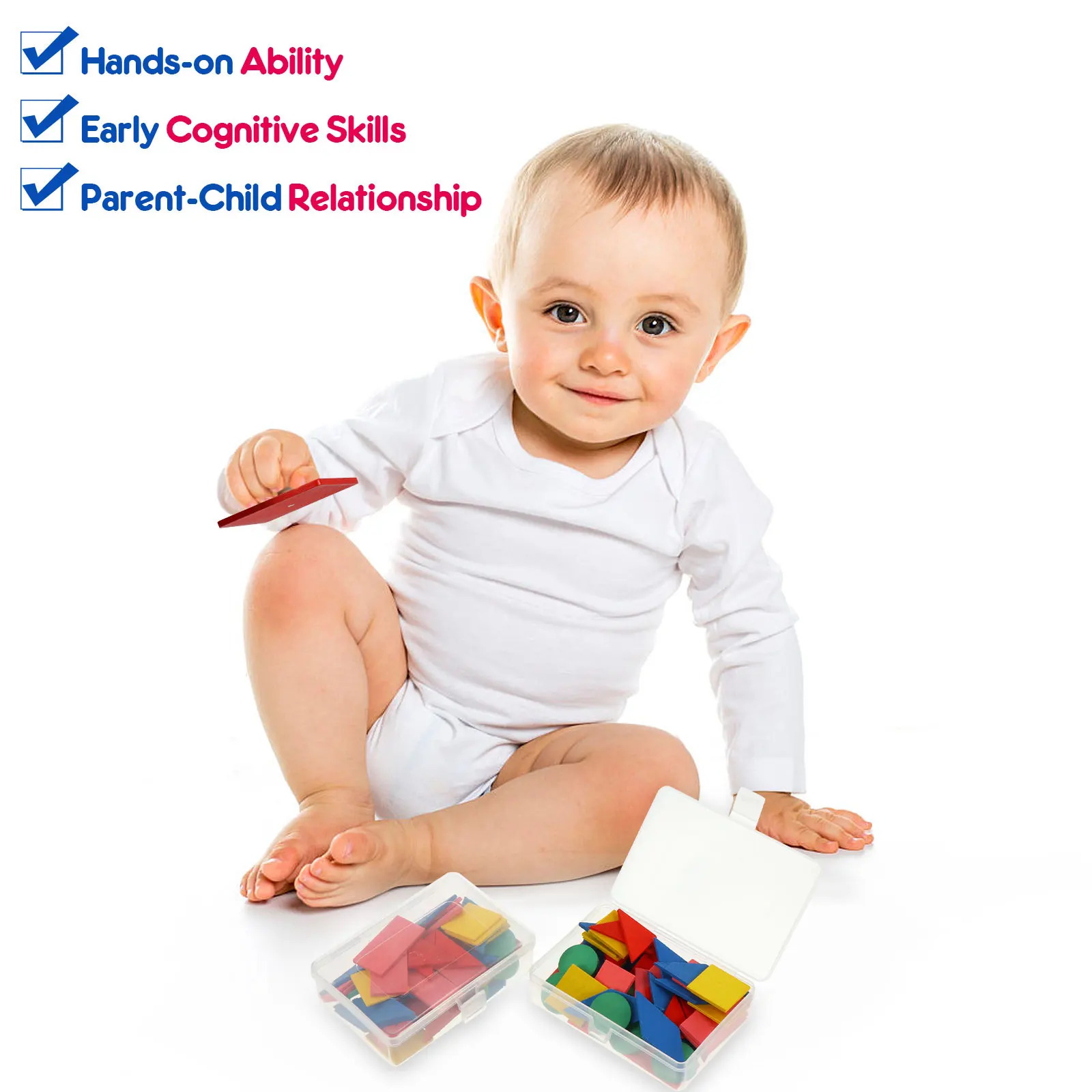 2 Sets 100 Stück Holzform Spielzeug Baby Entwicklung Lernhilfen Mathe Lernwerkzeug Sicher Leicht