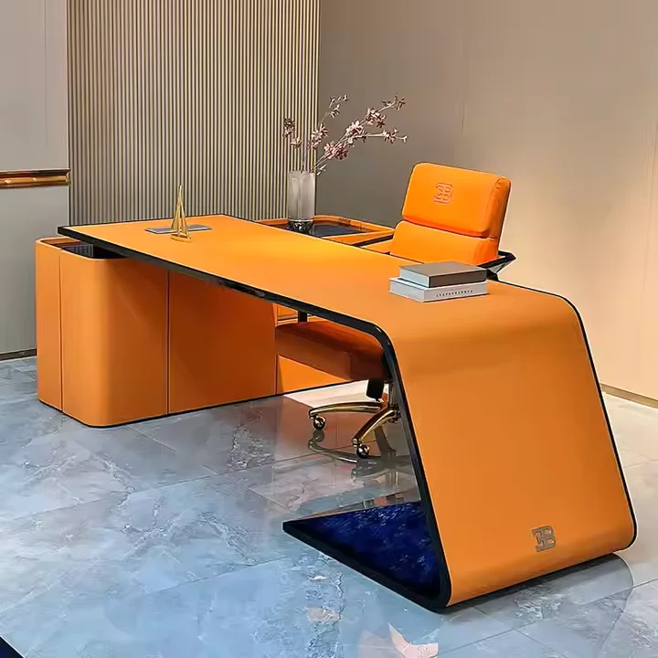 

Luxury Modern Office Desk Chair Set Extendable Wooden Design For Manager Senior Executive Officer Boss For Office Building Use