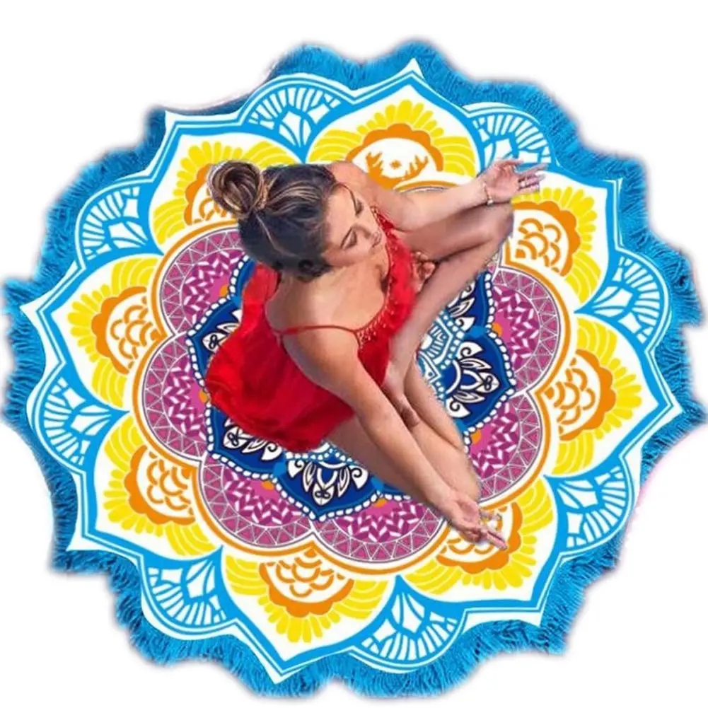 Indian Mandala Tapestry With Tassel Printed Beach Towel Wall Hanging Yoga Mat Bikini Cover-Up for Home Decor