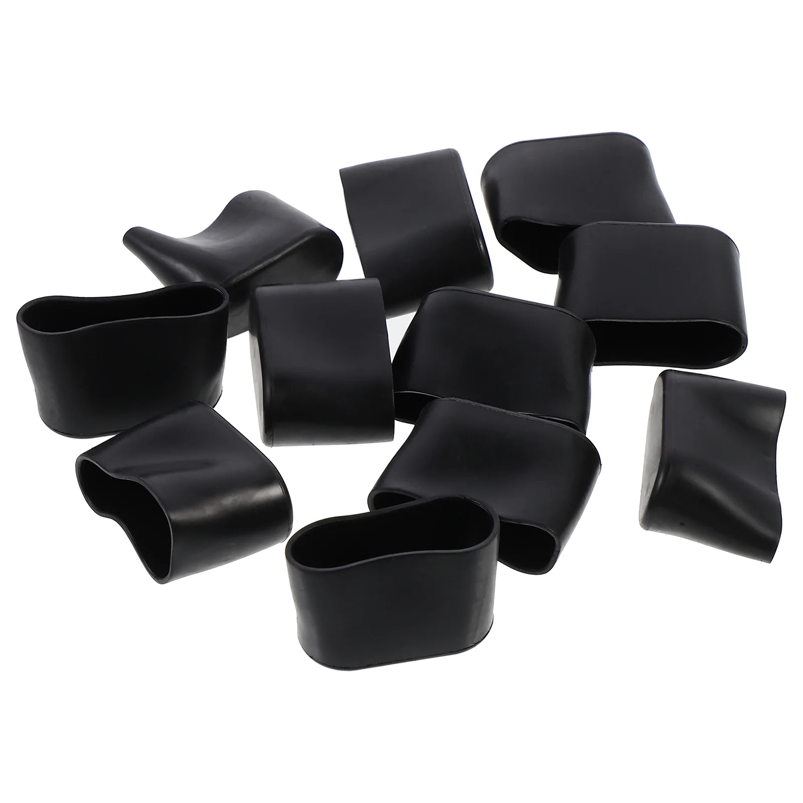 

10 Pcs Protectors Table and Chair Protection Pad Chairs Feet Cover Furniture Black Pvc Oval Leg Caps