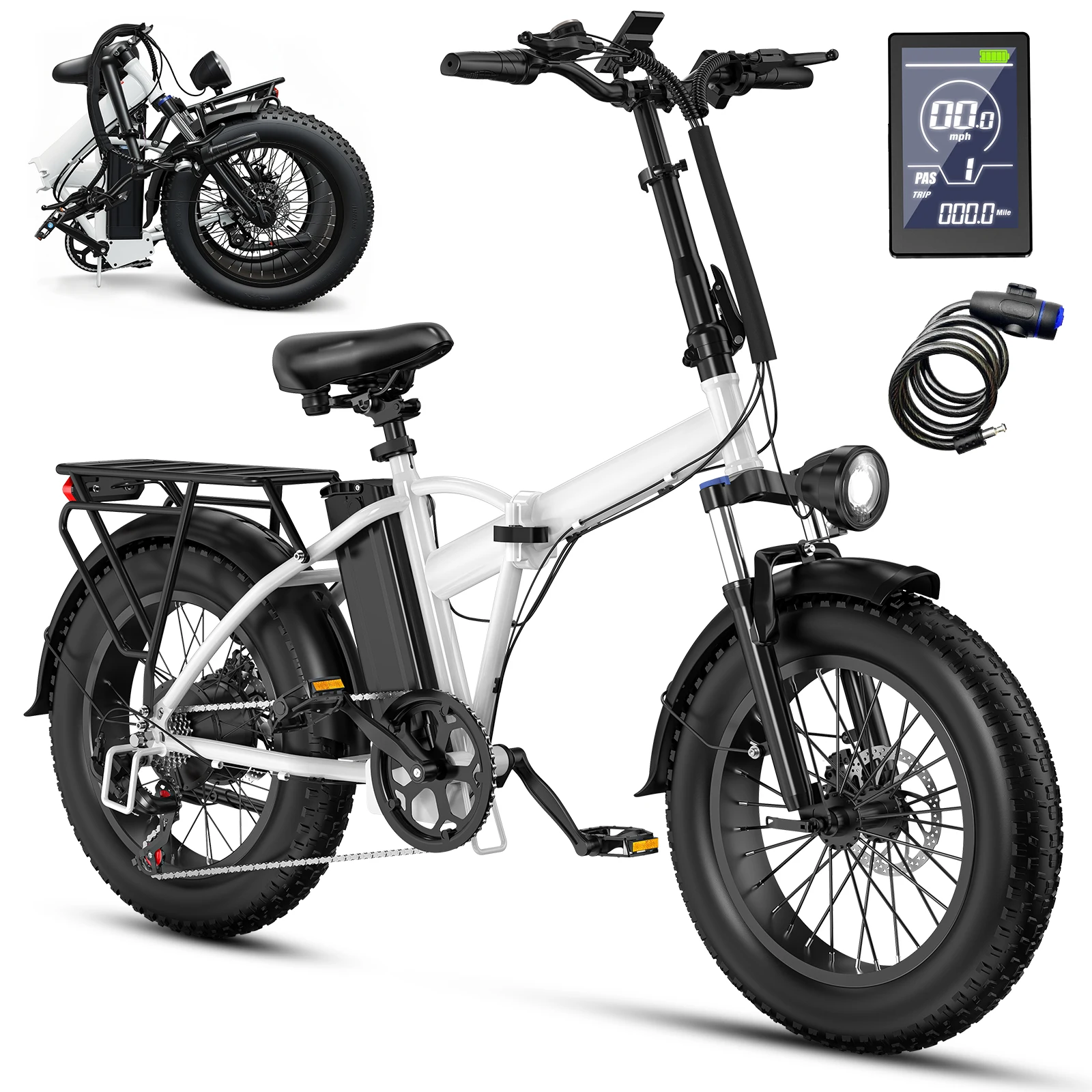 

LELEKUAI T8pro Electric Bike 1200W Motor 48V 13AH lithium battery Adult Electric Bicycle 20*4.0 -In Fat fire Mountain e-Bike