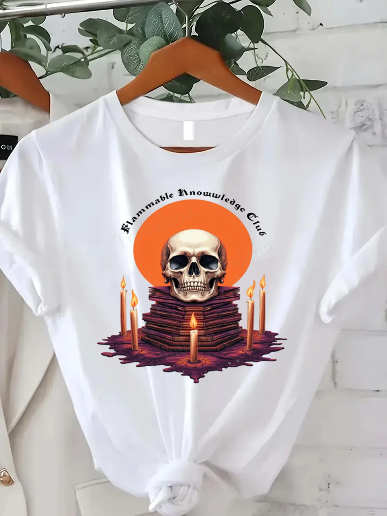 T-shirt col rond inflammable connaissances Club crâne livres T-Shirt femmes grande taille Style gothique à manches courtes T-Shirt mode haut décontracté