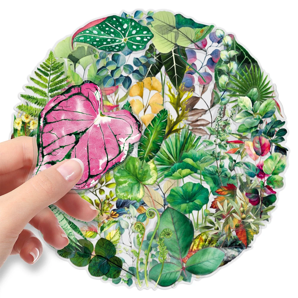 10/30/50 قطعة أوراق النباتات الخضراء زهرة ملصقات الإبداعية الجمالية ملصق DIY بها بنفسك زجاجة ماء الهاتف الغيتار الدراجة الشارات الشفافة