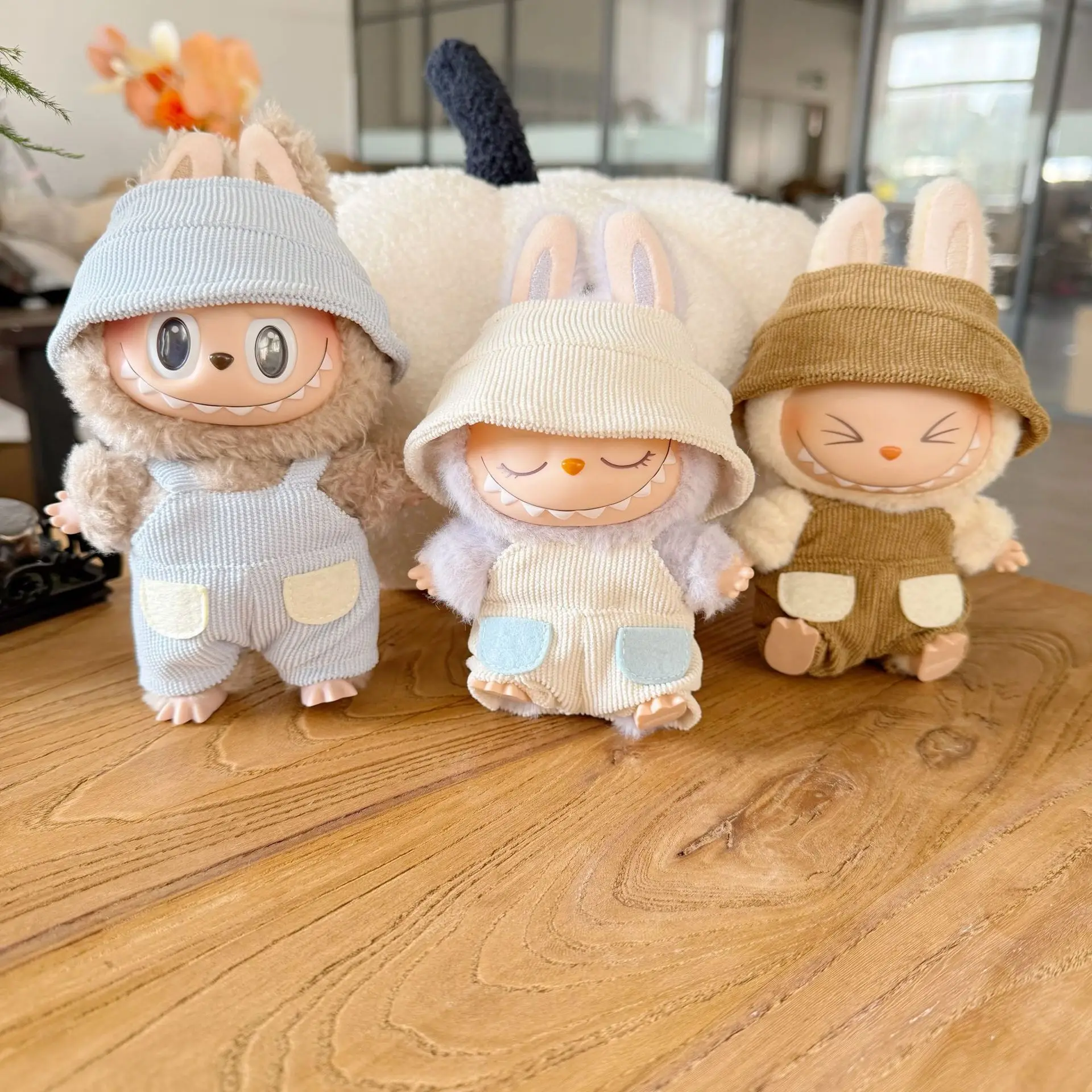 

Labubu Doll Clothes Bucket Hat Overalls Labubu I II Idol Dolls Plush Doll'S Clothes Sitting Party Accessories DIY Gifts