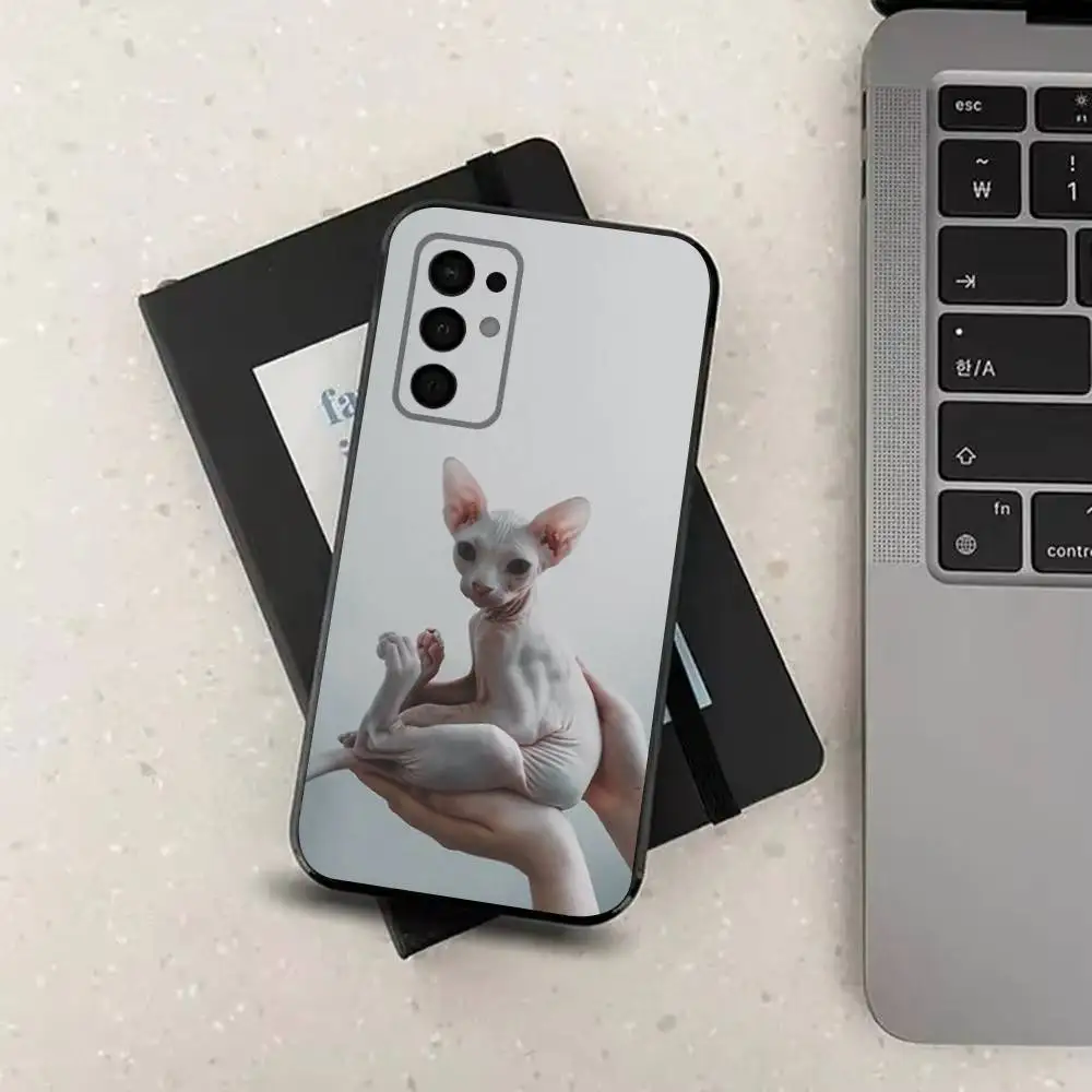 Funda Animal Sphynx Cat para Samsung Galaxy A91,A80,A73,A72,A71,A53A52,A32,A31A22,A21s,A20, cubierta negra