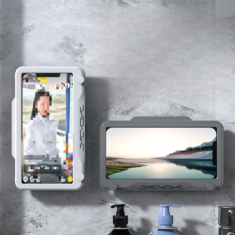 Bathroom Waterproof Phone Box Wall Mounted Non Perforated Toilet Drama Tracking Artifact Shower Storage Rack Storage Box
