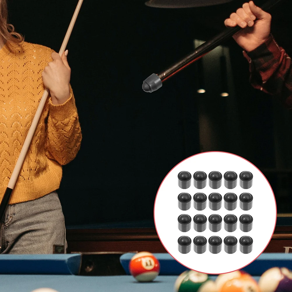 

50pcs Black Billiards Cue End Protector Rubber Covers Pool Cues Protective Case Replaceable Tips Snooker Parts
