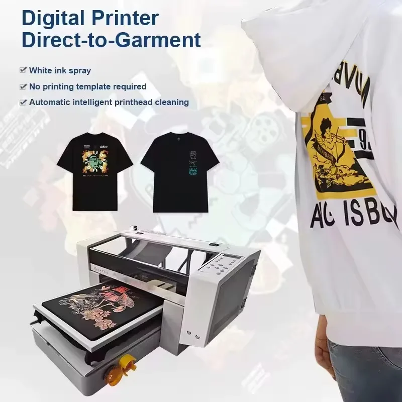 Latest Model A2 Size Fully Automatic Direct to Garment 40*50cm DTG T-Shirt Printer Flatbed Inkjet Clothes Printer for Custom