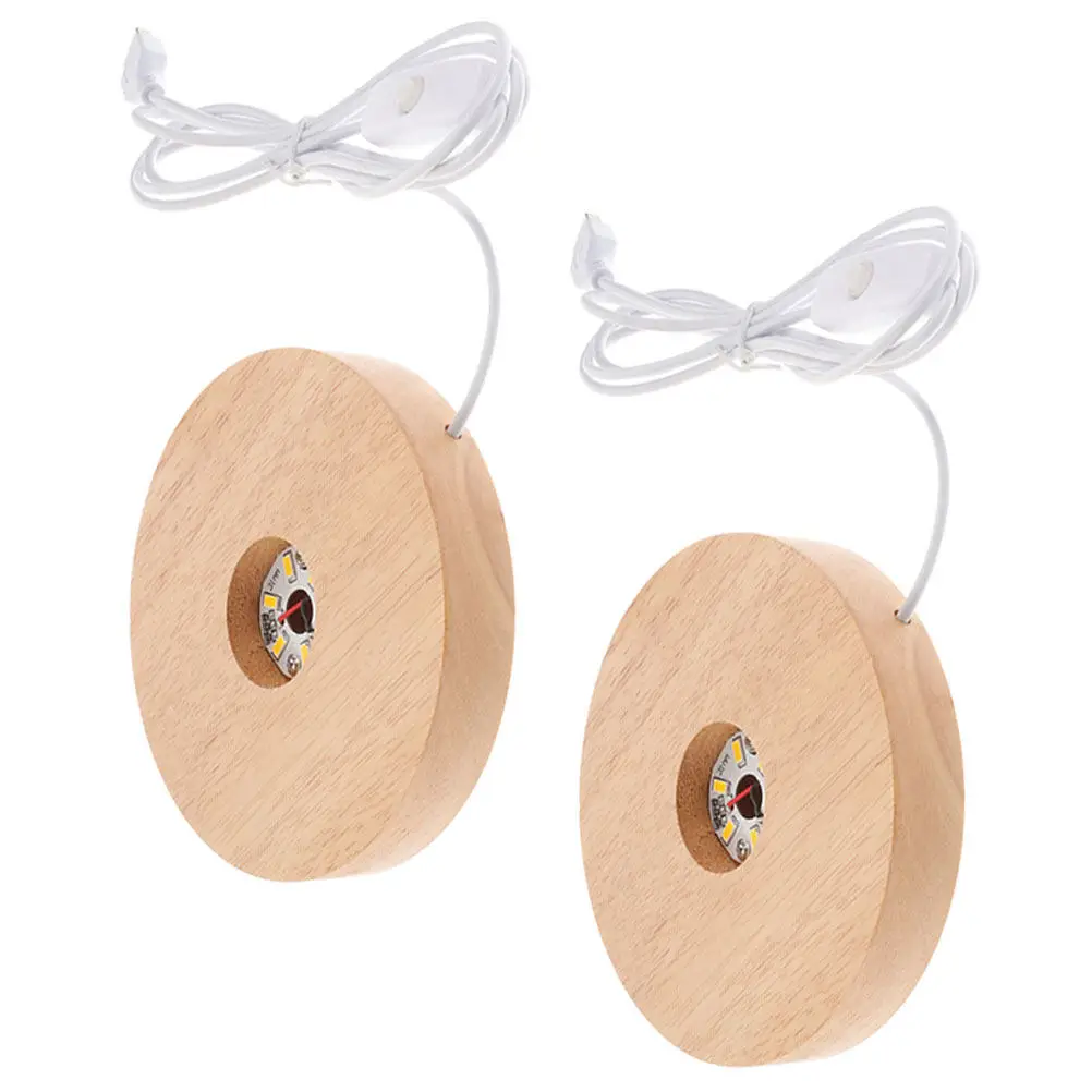 

2 шт. деревянные подставки для кристаллов с LED-подсветкой для стеклянных светильников, питание от USB, декор для гостиной и спальни