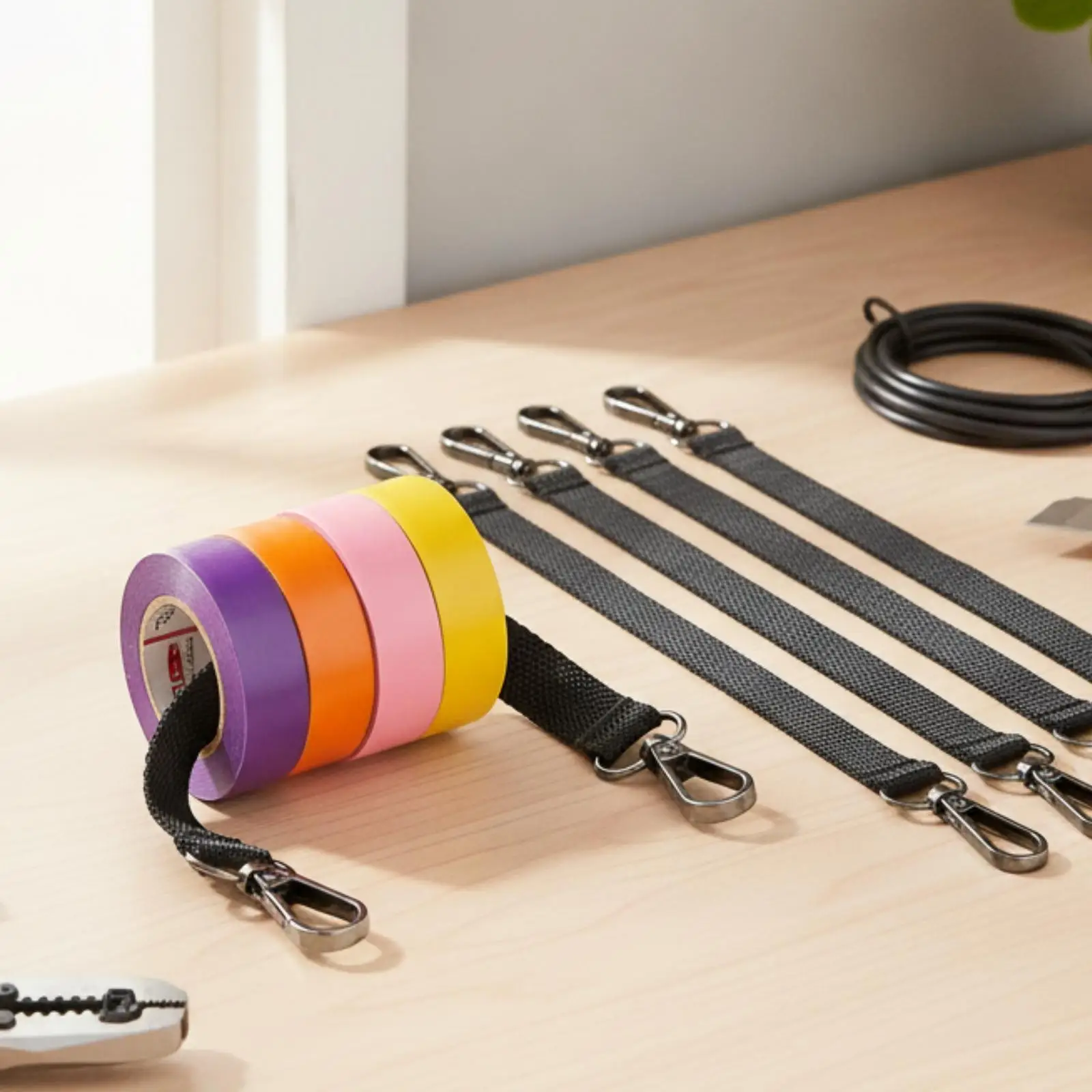 Tape Holder with Trigger Snap Hook Swivel Electrical Tape Holder with Snap Hook Compact Hanging Strap with Clips for