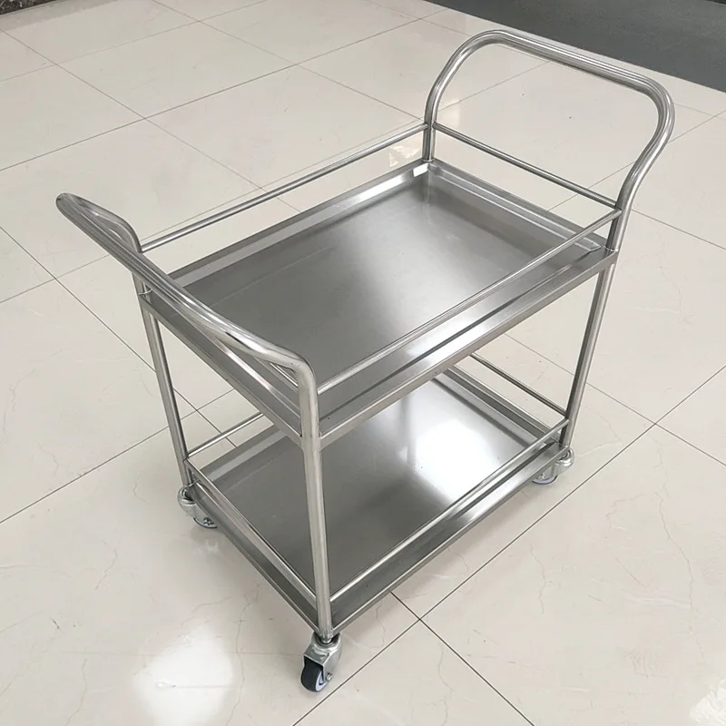 Stainless Steel Reliable Factory 2 Layer Restaurant Hotel Airport Utility Stainless Steel Service Cart Trolley