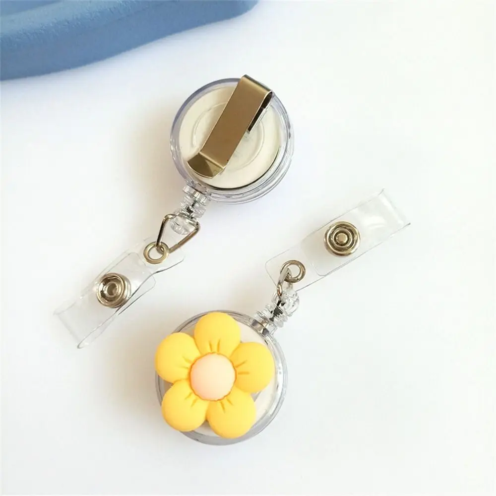 Retractable Nurse Badge Reel Name Tag Cartoon Flora Flower Badge Holder Work Card Chest Card Easy Pull Buckle Doctor Students