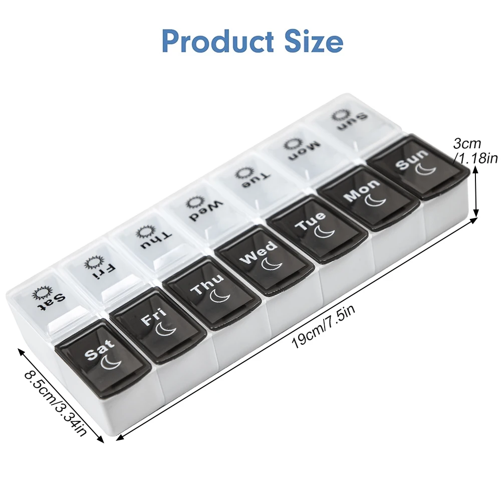 Easy Open Pill Organizer 2 Times a Day,Large 7 Day Pill Box Twice A Day,Weekly AM PM Pill Case,Day Night Vitamin Container