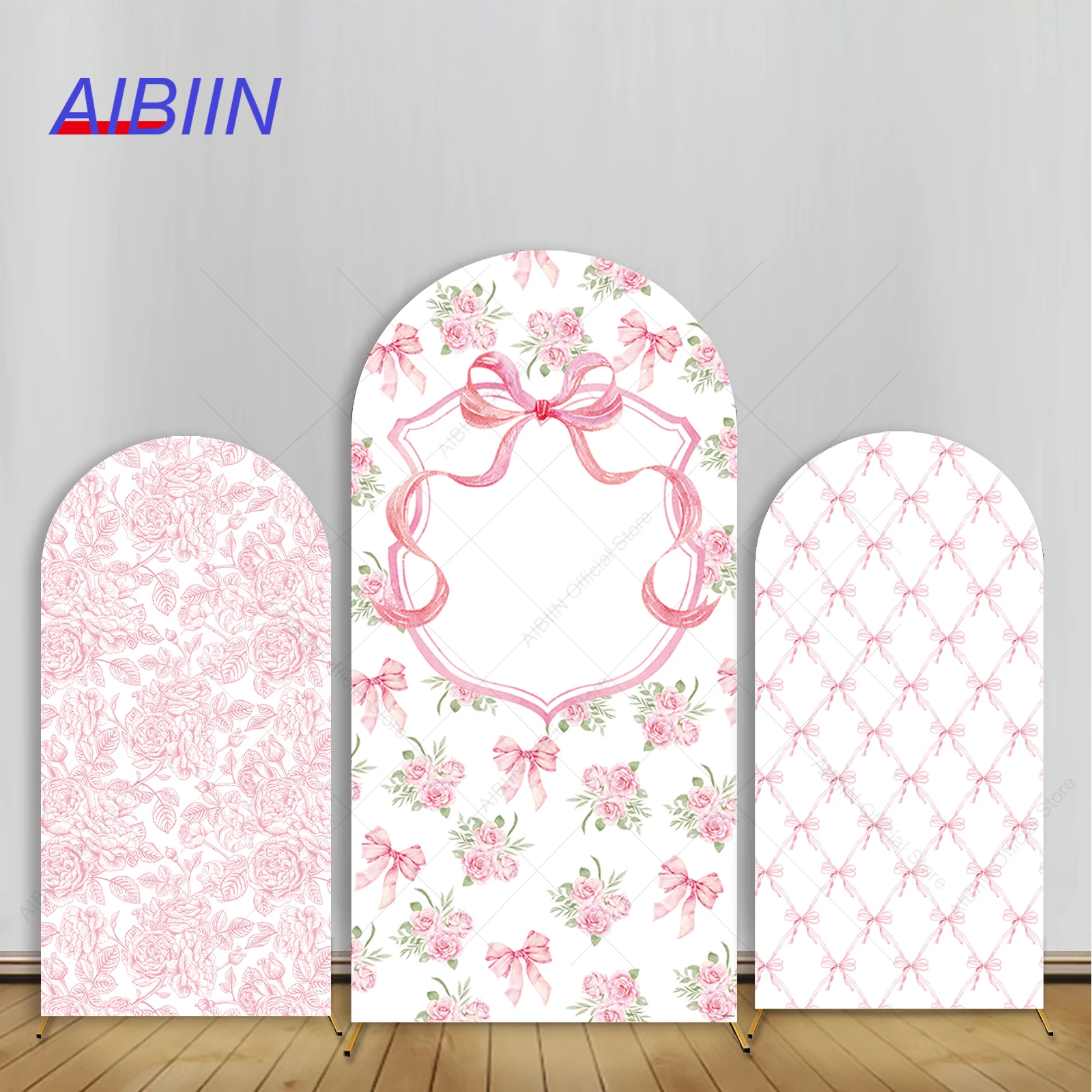 

Pink Bow Baby Girl Arch Backdrop Cover Flowers Butterfly Bow Kids Baby Shower Birthday Party Decor Portrait Photozone Background