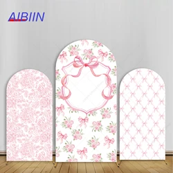 Pink Bow Baby Girl Arch Backdrop Cover Flowers Butterfly Bow Kids Baby Shower Birthday Party Decor Portrait Photozone Background