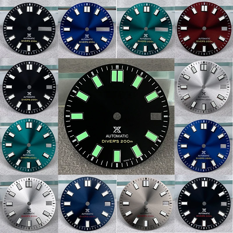 28.5 مللي متر NH35 الطلب S شعار Sunray 62MAS Prospex Nh35 حالة تعديل أجزاء الأخضر مضيئة مناسبة ل NH35N/H36 NH35 ساعة الطلب