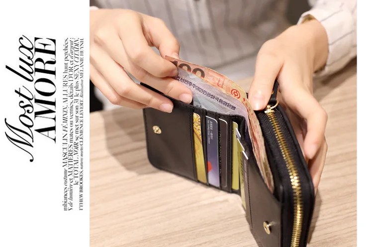 Frauen Kurze Brieftaschen PU Leder Weibliche Plaid Nubuk Karte Halter Brieftasche Luxus Marke Damen Kleine Zipper Brieftasche Mit Geldbörse – Detail 6