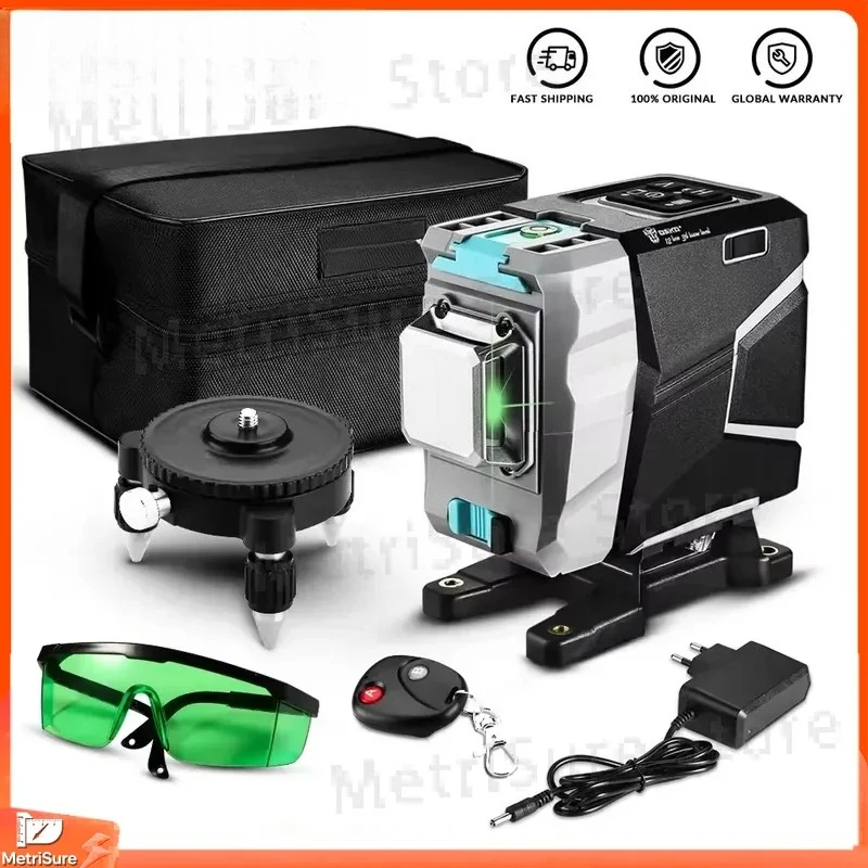 12 Lines 3D Green Laser Level Horizontal Vertical Cross Lines Auto Self Leveling High Precision Laser Level for Construction