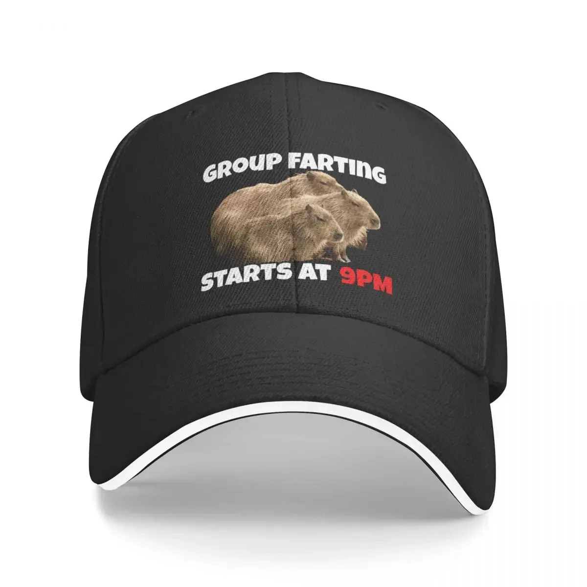 Group Farting Starts at 9PM - Funny Capybara Capy Meme Baseball Cap Wild Ball Hat Sunscreen Girl'S Hats Men's