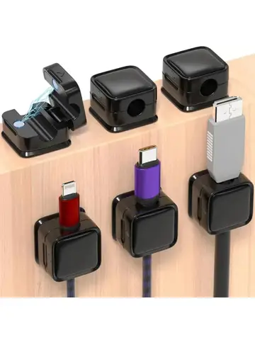 6PCS Magnetic Cable Clips Adjustable Cord Holder Under Desk Smooth Wire Organizer - Cable Management And Storage Solution