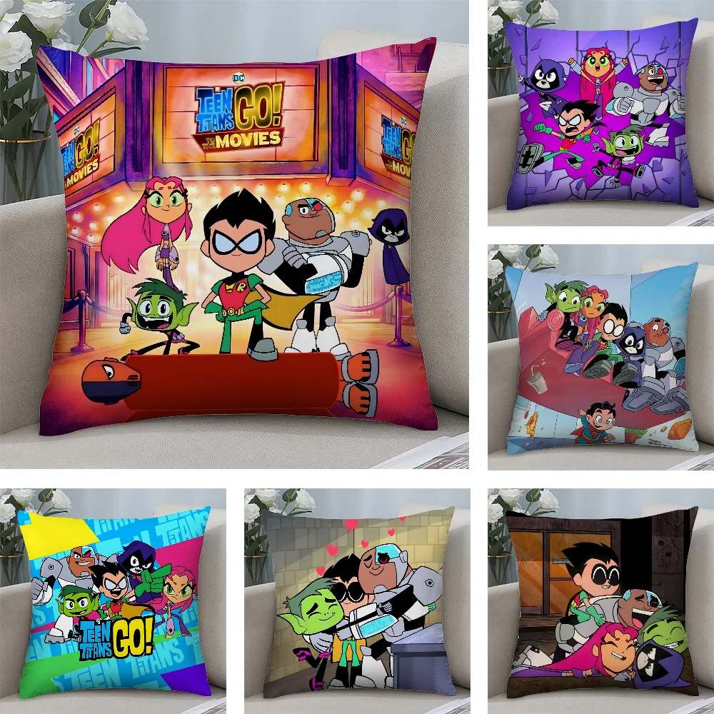 T-Teen T-Titans Go Pillow Case Plush Fabric Soft Double Sided Print Sofa Cushion Cover Throw Pillow Covers
