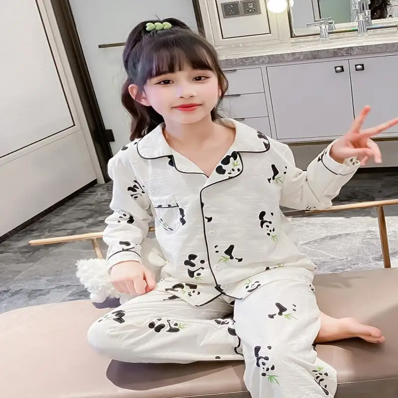 

Kawaii Girl Fashion Sleeping Pants Pajama Set Student Spring and Autumn Cartoon Casual Homewear 2-Piece Set Children's Clothing