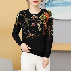 Print Women's Sweaters Spring Autumn Korean Fashion Pullovers Long Sleeve Top Blusas Femme Thin Knitted Sweater Woman