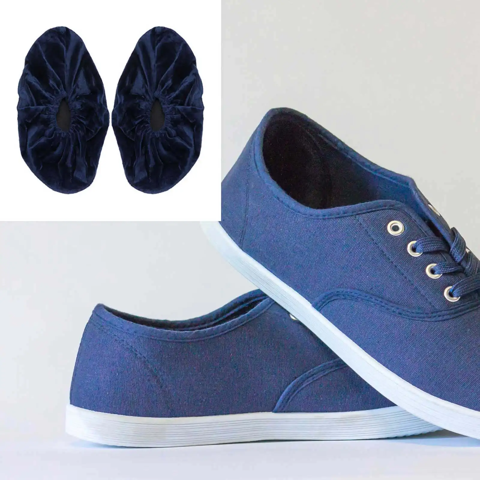 5Pairs Anti-Slip Wear-Resistant Shoe Cover Flannelette Waterproof Rainproof Washable Reusable Shoe Protector Dark Blue