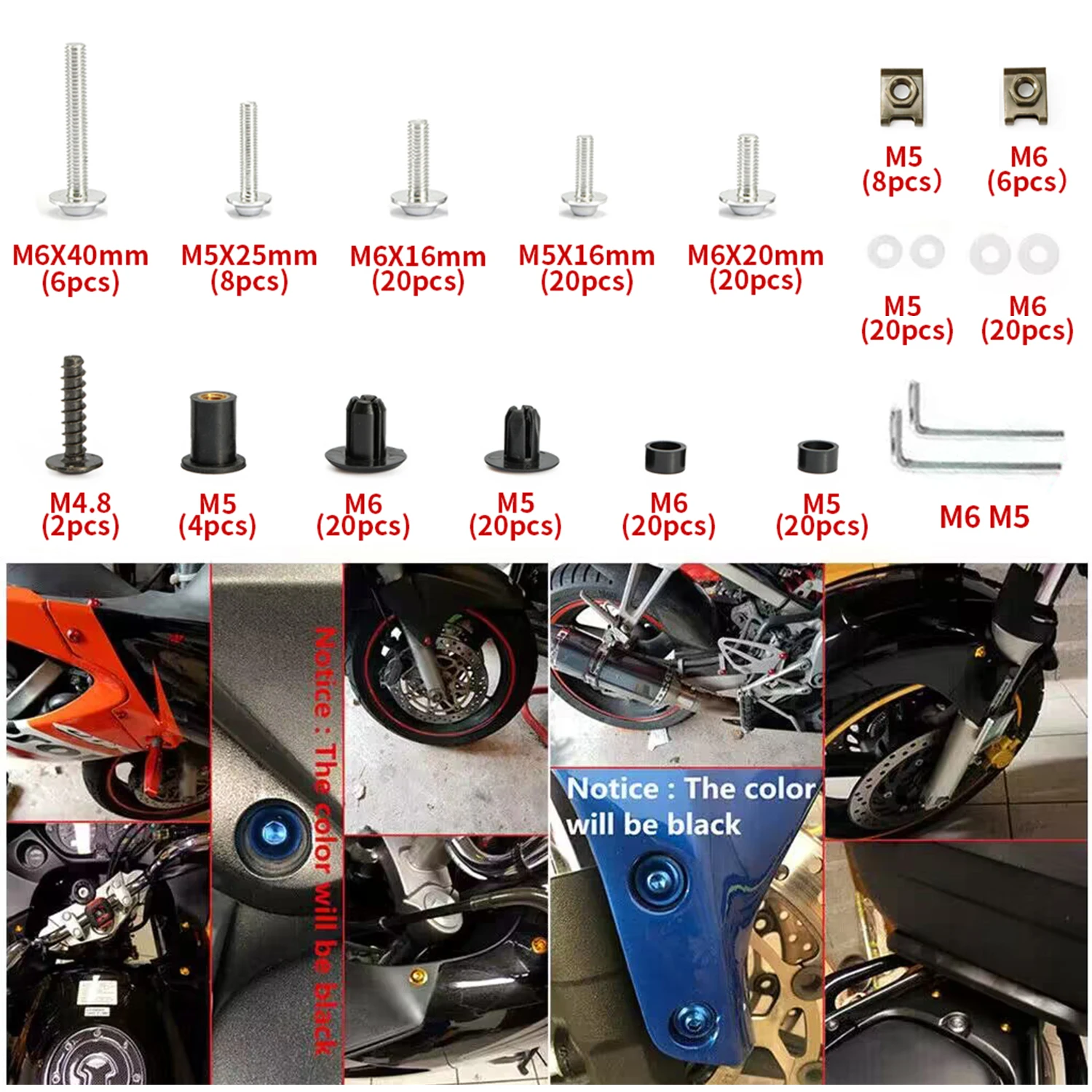 Complete Fairing Bolt Kit Screws For Honda CBR600F2 F3 F4 F4I CBR250R CBR300R CBR500RR VFR800