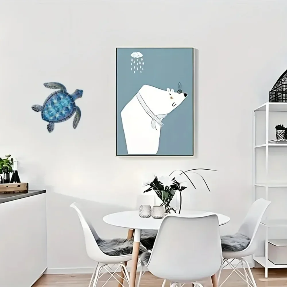 CIFBUY Metal Wall Art Blue Sea Turtle Iron Sculpture Hanging Decor For Home Garden Perfect Gift For Turtle Lovers - view 4