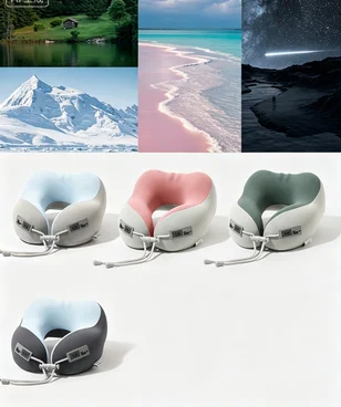 In-Stock pressure relief Cooling Cervical Support  with Storage Case for Airplane Car