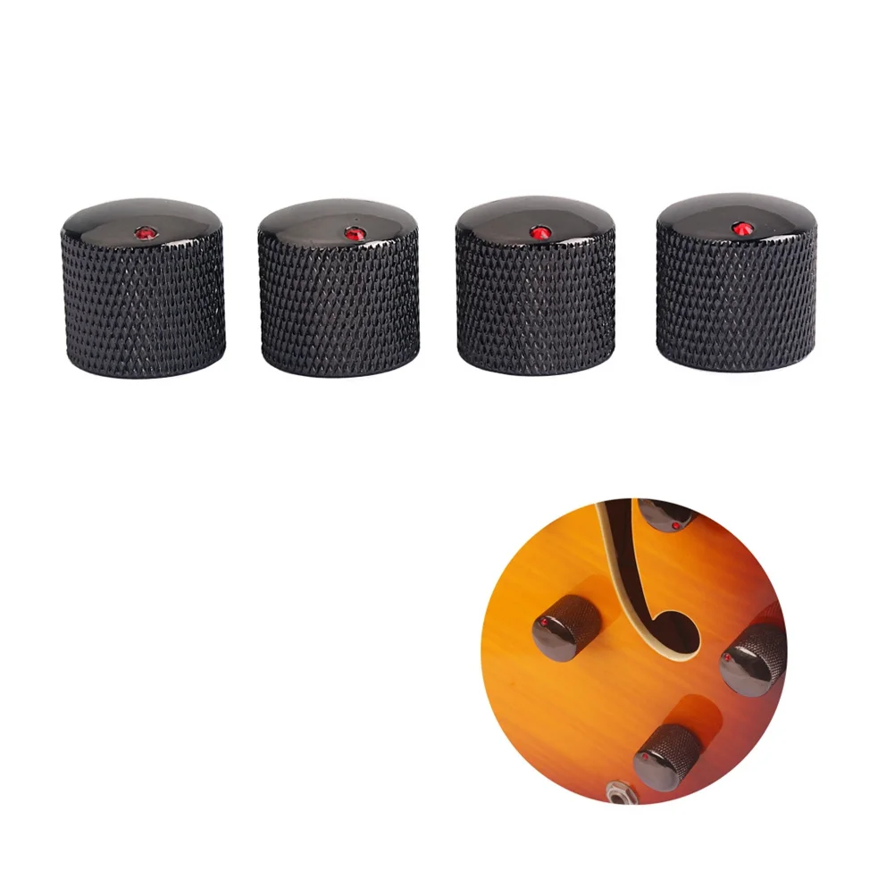 

4Pcs Set Iron Guitar Volume Tone Knobs Durable Replacement Parts for Electric Bass Guitar Bass Knob Volume Knob