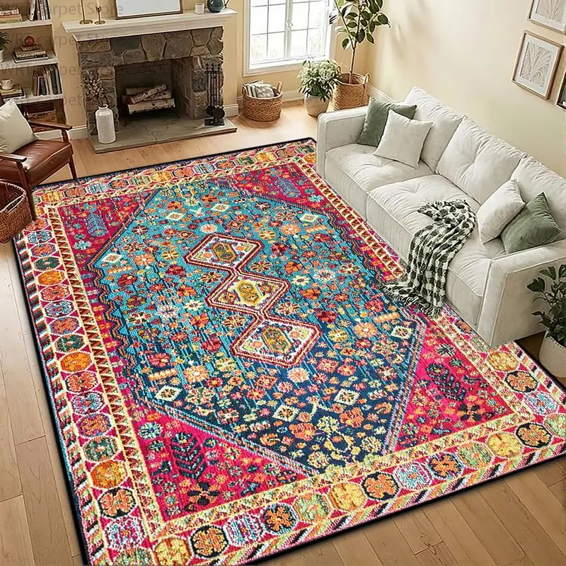 VIKAMA Vintage Persian Area Rug, Large Non-Slip Rug with Traditional Floral Design, for Living Room and Bedroom Decor - view 5
