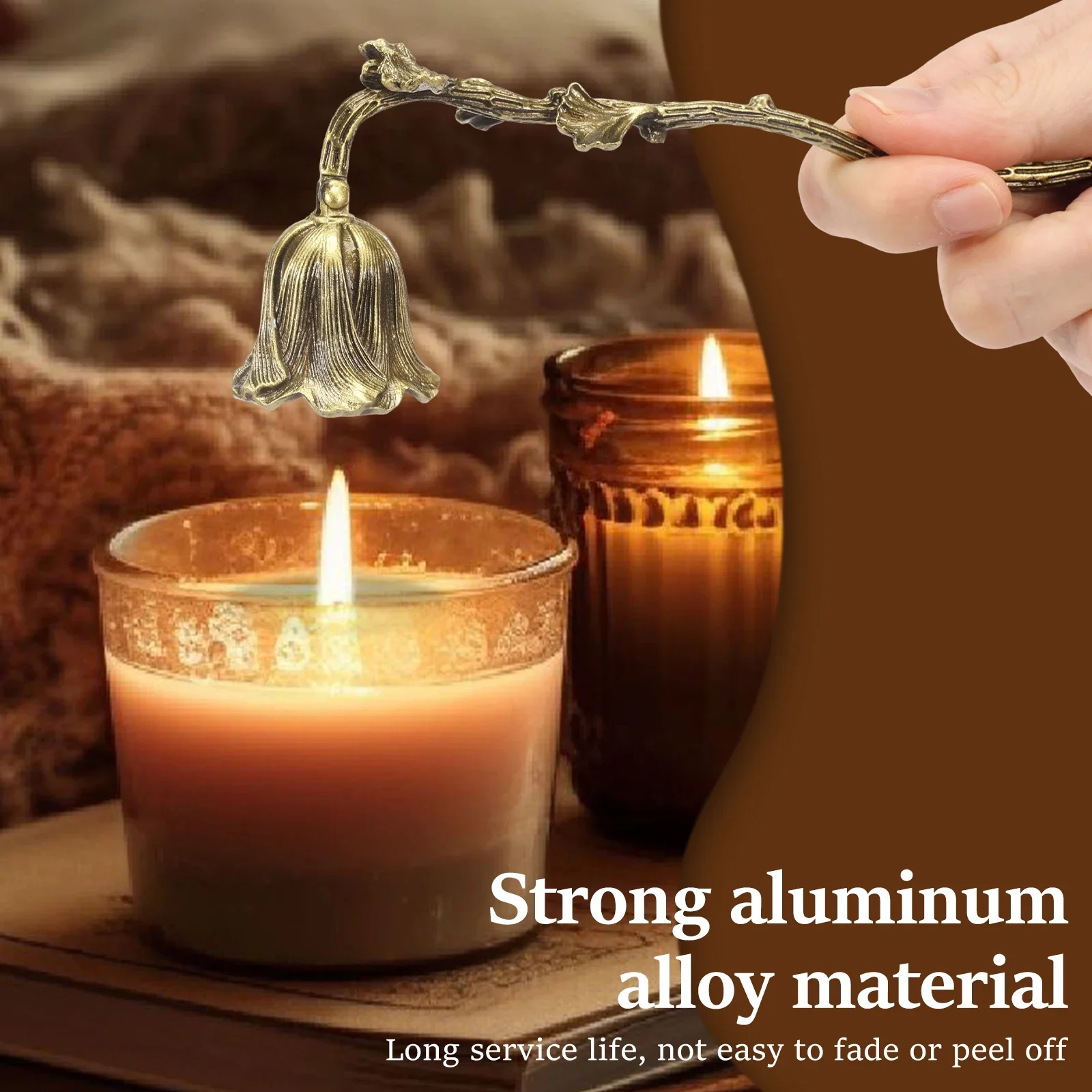 Aluminum Alloy Candle Snuffer Exquisite Flower Shape Candle Extinguisher with Ergonomic Handle for Home Display Shelf Coffee