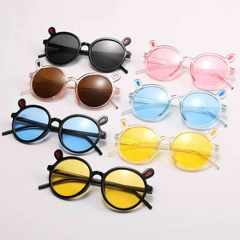 Boys Girls Cute Morandi Colors Cartoon Rabbit Rainbow Round Sunglasses Children Baby Sunglasses UV Protection Classic Eyewear