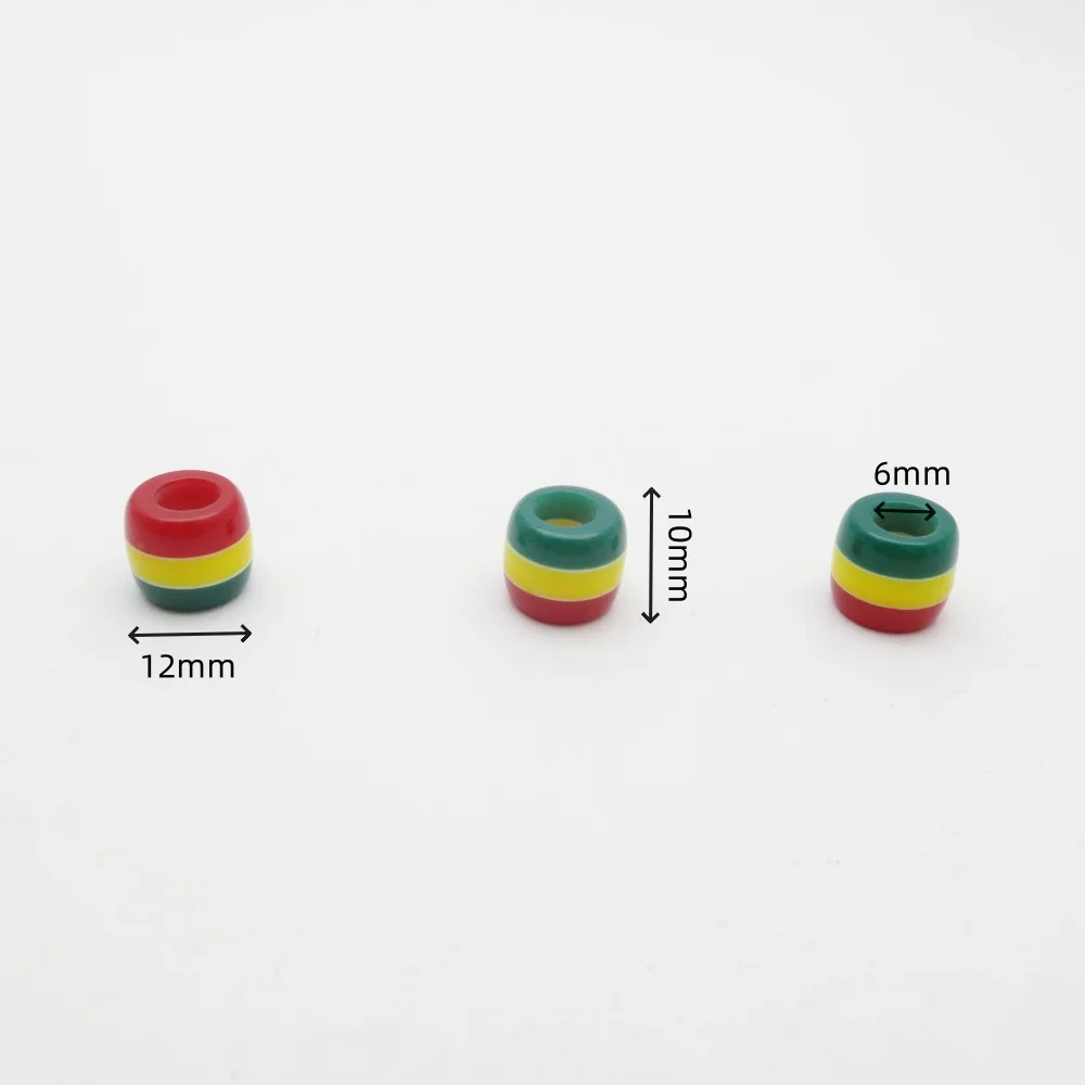10pcs Rasta style Red yellow green Round stripe hair braid dread dreadlock Beads rings for men women kids hair accessories