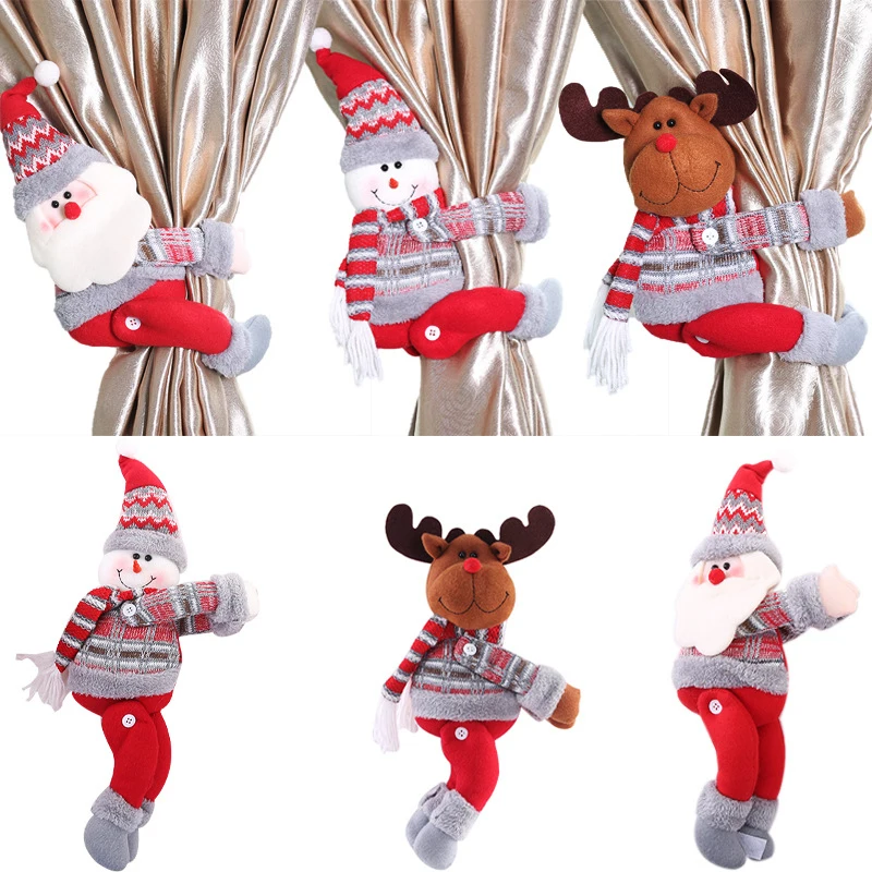 2023 Santa Claus Snowman Cratoon Dolls Curtain Buckle Christmas Home Decoration New Year Xmas Curtain Clip Holdback Accessories